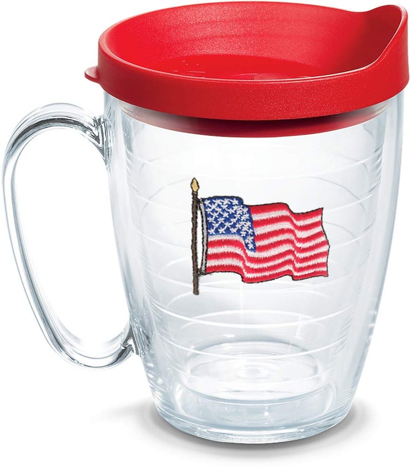 TERVIS كوب تيرفيس مزدوج الجدران مع علم أمريكا مصنوع في الولايات المتحدة، يحافظ على المشروبات باردة وساخنة، سعة 16 أونصة، كلاسيكي - Image 1